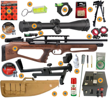 Load image into Gallery viewer, Combo KRAL PUNCHER EMPIRE WALNUT BULLPUP PCP, 5.5MM