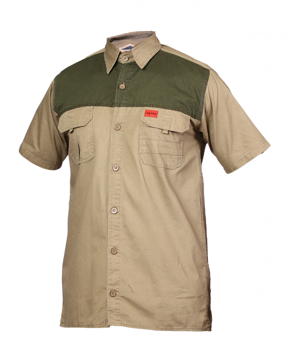 KHAKI ADVENTURE COLOUR BLOCK SHORT SLEEVE SHIRT