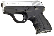 Load image into Gallery viewer, ZORAKI Mini Chrome 9mm Blank pepper pistol + 25 blanks + Suede holster
