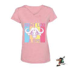 PINK MELANGE HUNT LIKE A GIRL LADIES T/SHIRT