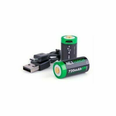 NEXTORCH 720 mAh Li-ion Rechargeable Battery (Set 2 Pieces Batteries Cr123 a )