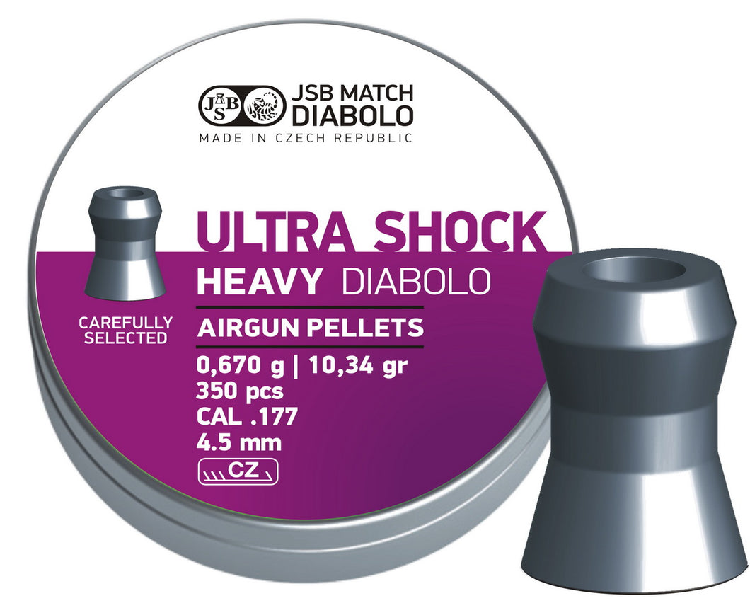 JSB Diabolo Heavy Ultra Shock Pellets .177/4.50 mm - 350 Pieces