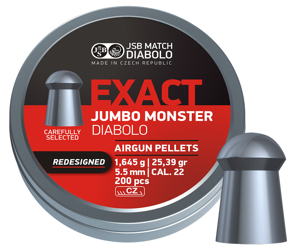 JSB Diabolo Jumbo Exact Monster Redesigned Pellets .22/5.52 mm - 200 Pieces