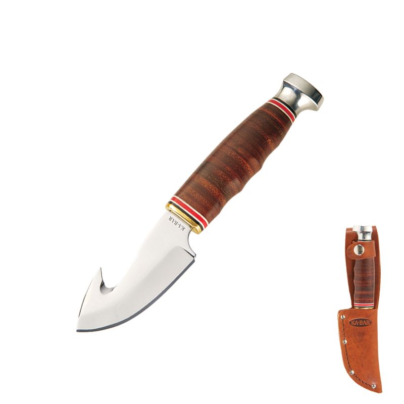 KA-BAR Hunter Guthook w/Leather Sheath