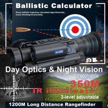 Load image into Gallery viewer, PARD NV008SLRF IR 350M Day/Night vision scope &amp; Camcorder W/1200M LRF &amp; APPLIED BALLISTICS&#39;
