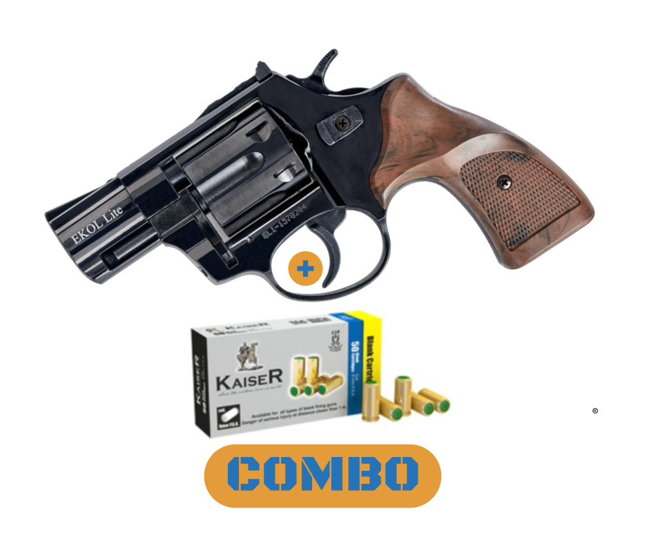Combo Ekol Viper Lite 9mm blank/pepper revolver + 25 blanks